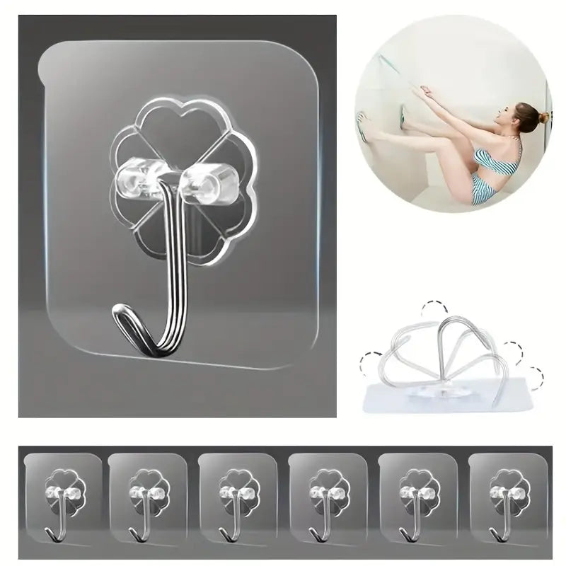 10/35pcs Wall Mount Utility Hooks, Self-Adhesive, No-Punch Installation, Plastic, Eclectic Style, Easy to Install, Non-Marking, with Storage Organizer for Keys, Hats, Towels, for Bathroom, Bedroom, Office, Kitchen