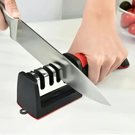 1pc ProSharp Level 4 Knife Sharpener with Tungsten Steel, Diamond, Ceramic Granding Stones - Manual Kitchen Knife Sharpener, Non-Electric, Suitable for Various Knife Types