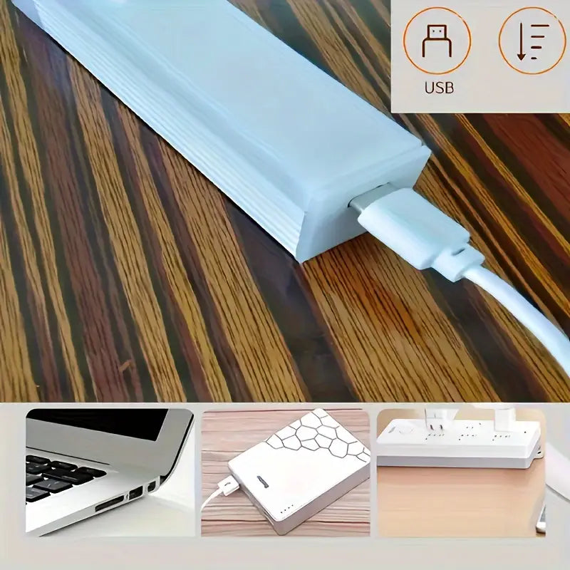 1pc Wireless LED Under Cabinet Light with Motion Sensor, Ultra-Thin Magnetic Strip, USB Rechargeable, PVC Lamp Body, Indoor LED Lighting for Kitchen, Stairs, Hallway, Wardrobes - Ideal for Christmas & Thanksgiving Gifts